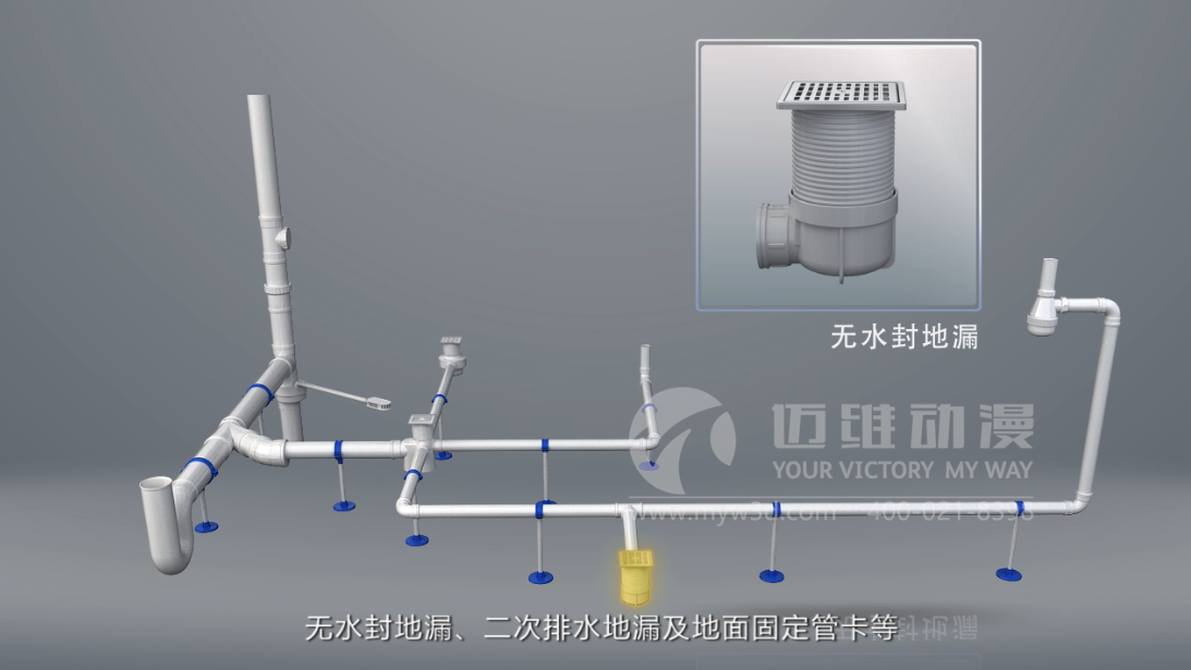 同层排水系统原理动画制作
