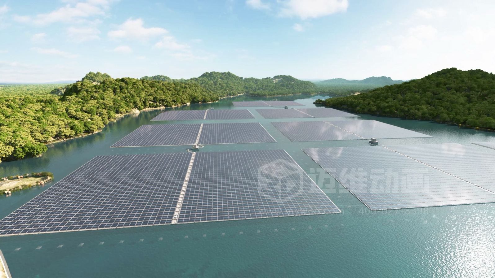 漂浮式光伏支架产品三维动画展示(图1)