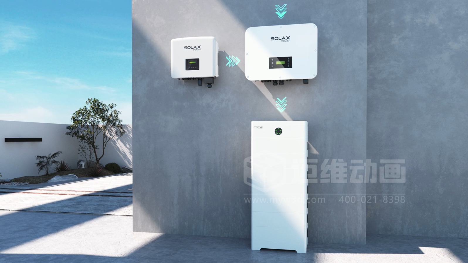 工商业储能解决方案-三相混合储能逆变器三维动画展示(图1)