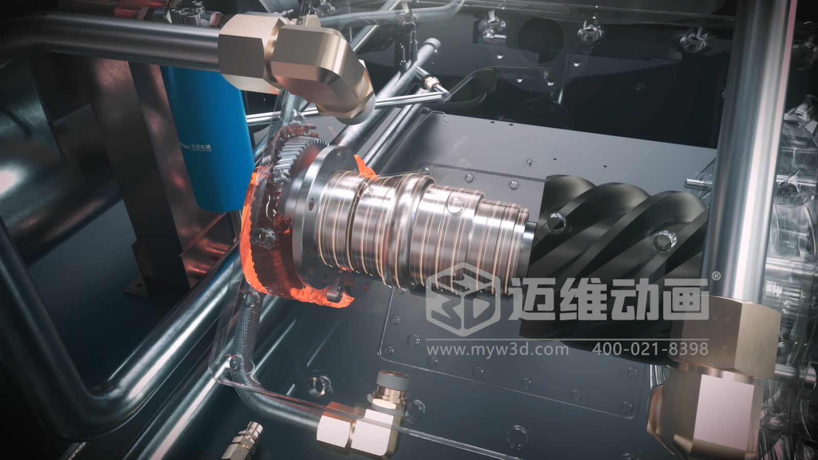 解密无油螺杆压缩机！迈维动画用3D技术激活工业机械的可视化力量(图3)