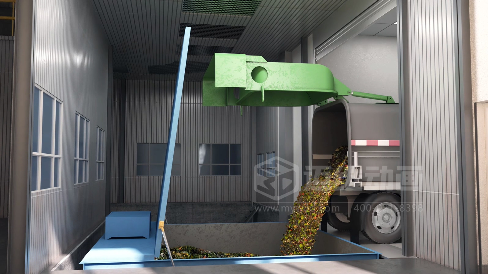 餐厨垃圾处理工艺三维动画(图3) 餐厨垃圾处理工艺三维动画(图3)