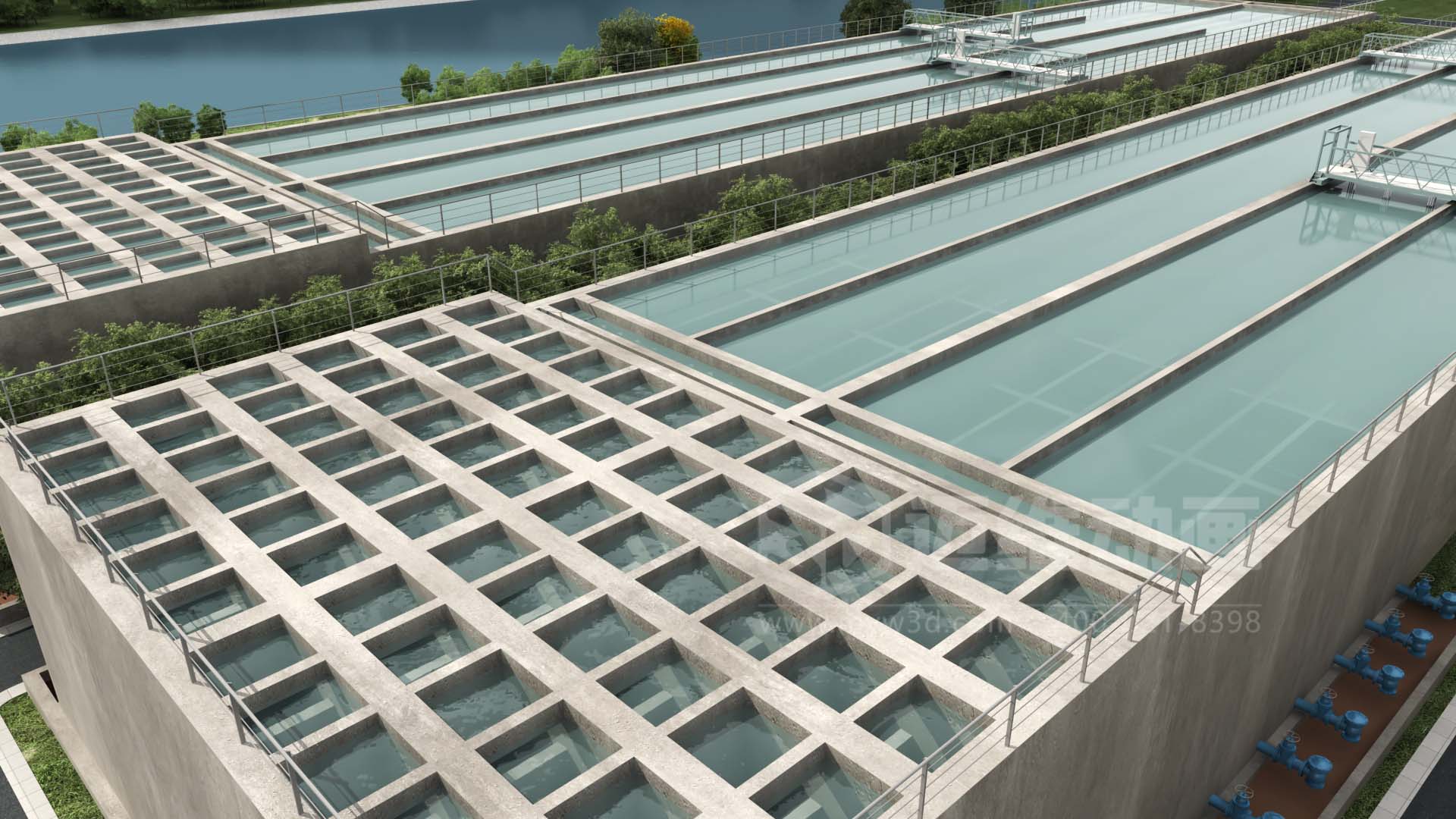 二次供水 - 水处理行业絮凝反应装置三维动画(图5)