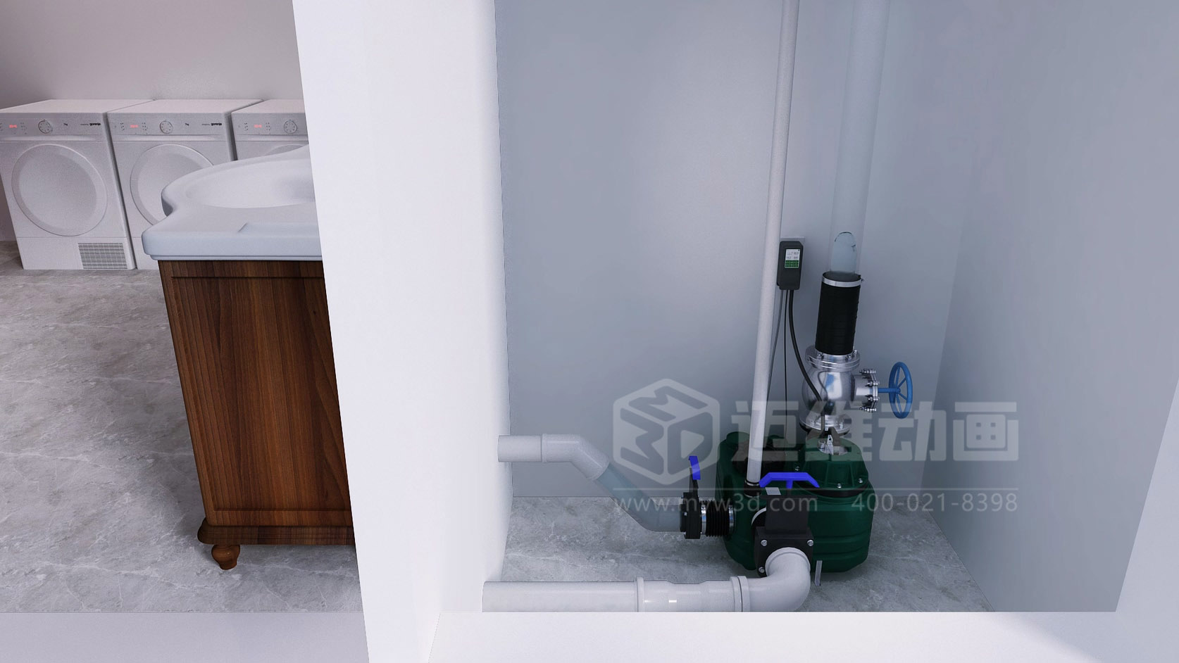 外置式污水提升泵站三维动画(图2) 外置式污水提升泵站三维动画(图2)